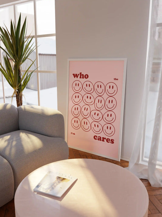 Who Cares Poster in Rot