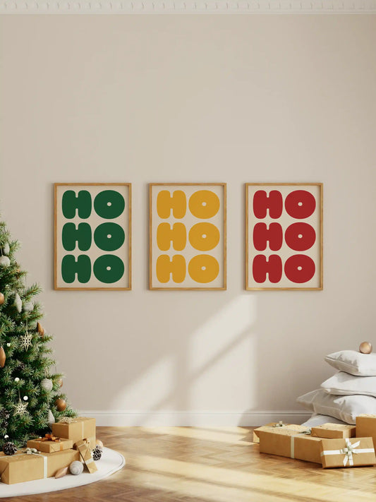 HOHOHO Weihnachts-Poster in Gelb
