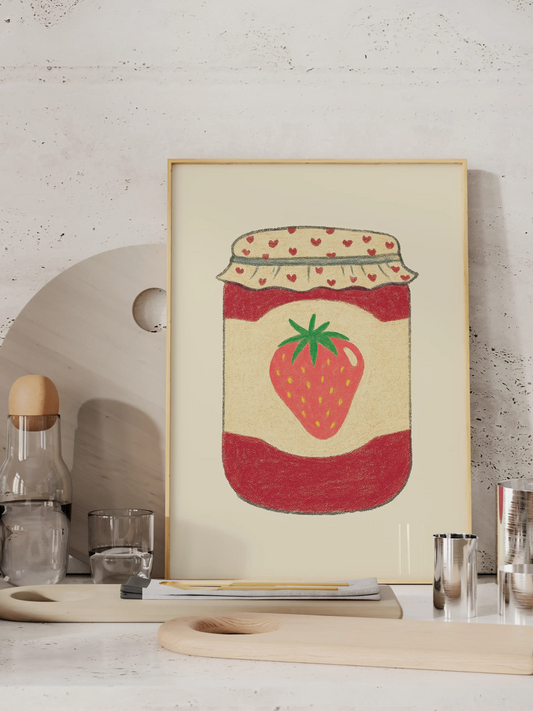 Erdbeer-Marmeladenglas Poster