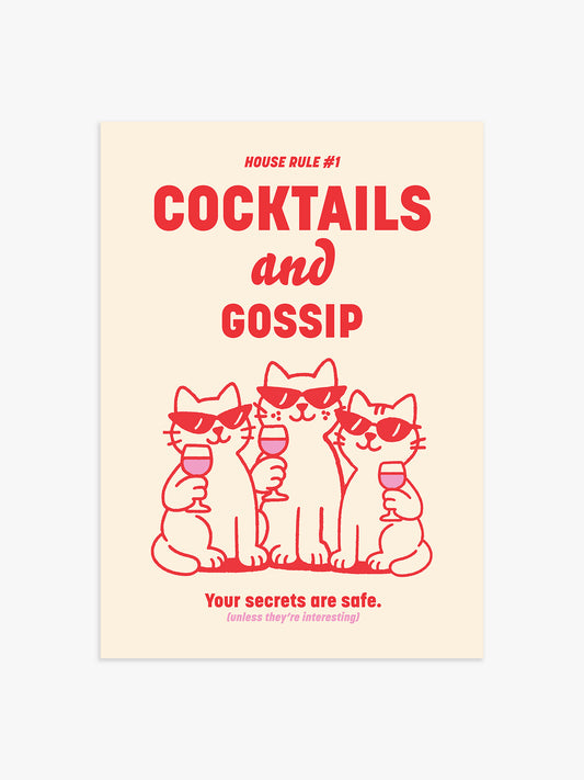 Cocktails and Gossip Poster in Rot