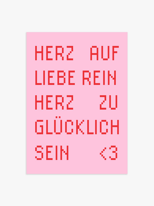 Herz auf Zitat Poster in Rosa-Rot