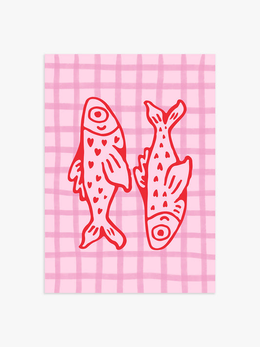 Fische Poster in Rosa-Rot