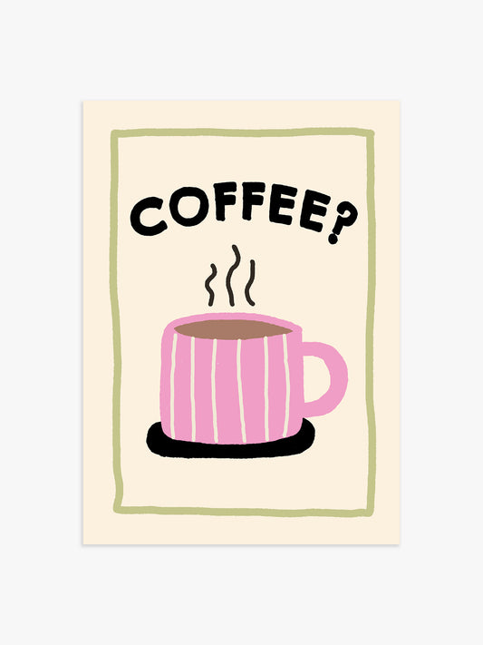 Coffee? Poster in Pink