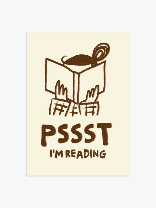 'Pssst' Bücher Poster braun