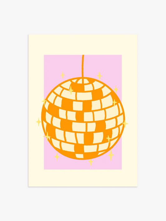 Discokugel Poster in Orange & Rosa