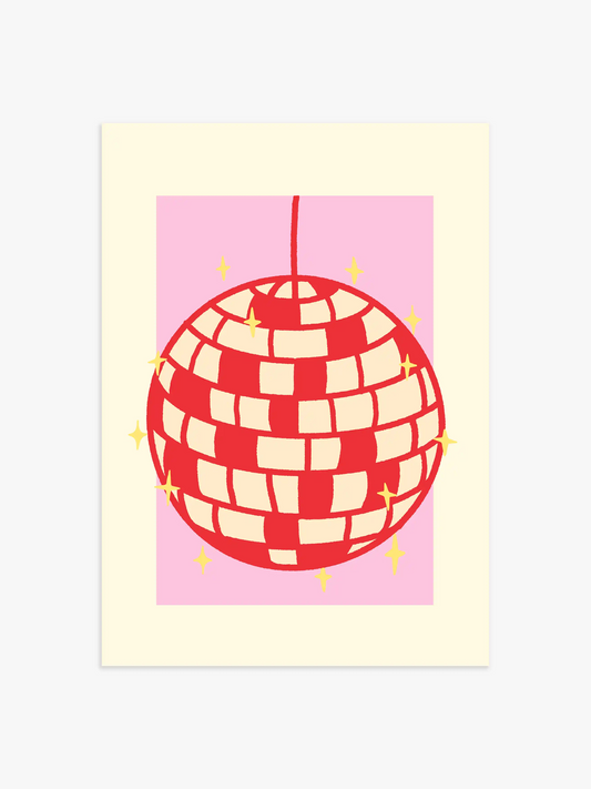 Discokugel Poster in Rosa & Rot