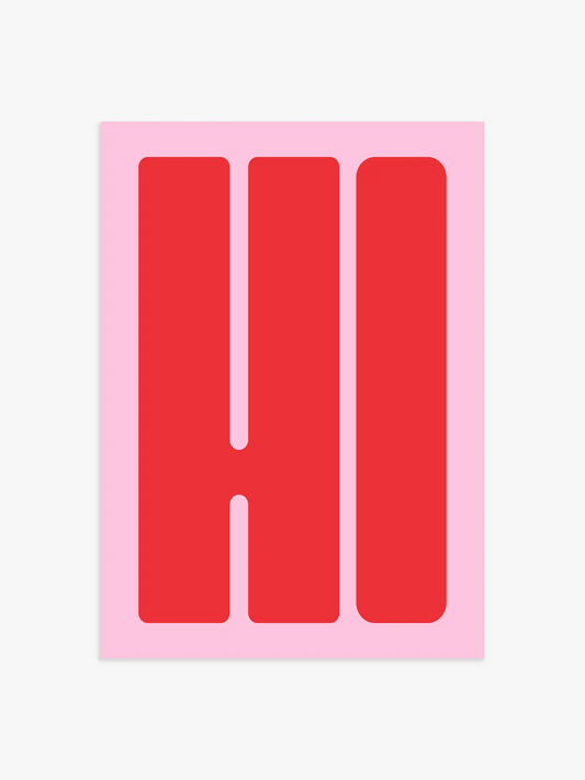 "HI" Typografie Poster – Bold Statement in Rosa & Rot