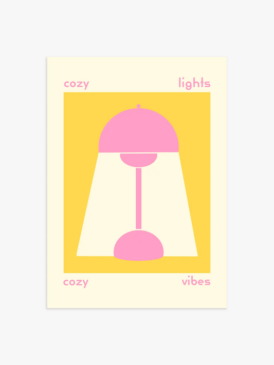 Cozy Lights Poster in Gelb & Rosa