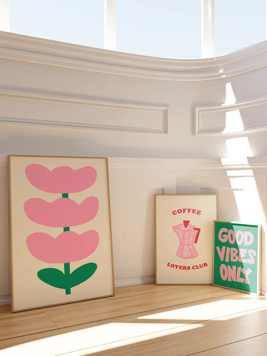 Poster mit abstrakter Blume in Pink