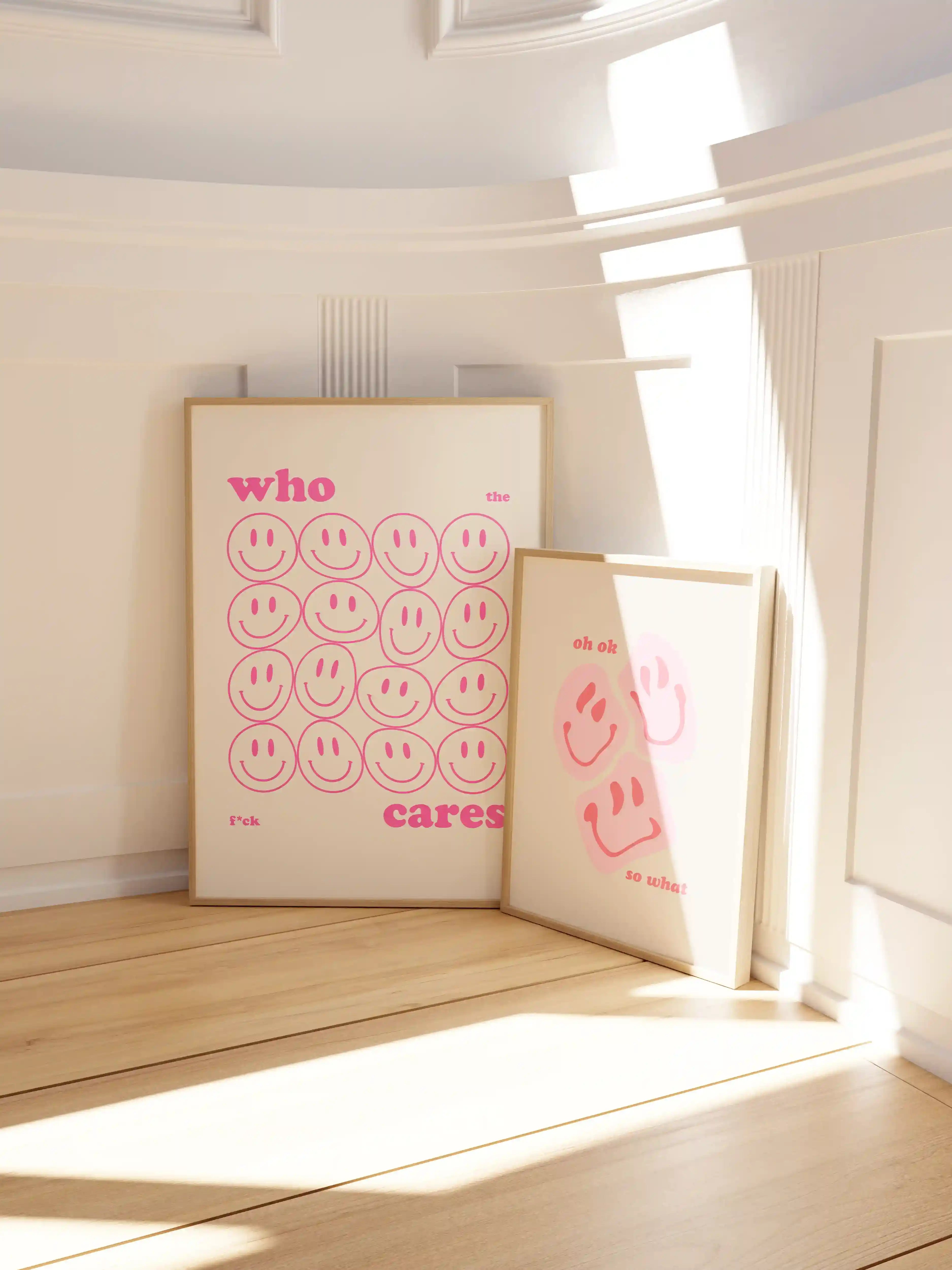 Who Cares Poster in Pink