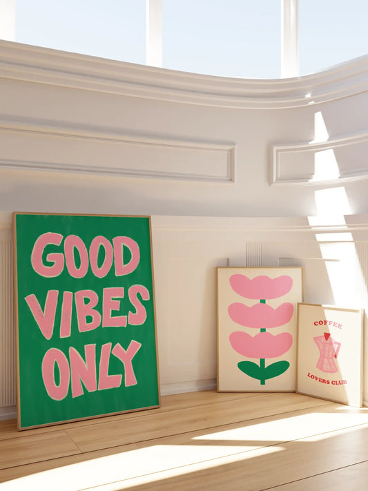 Good Vibes Only Poster in Grün und Pink