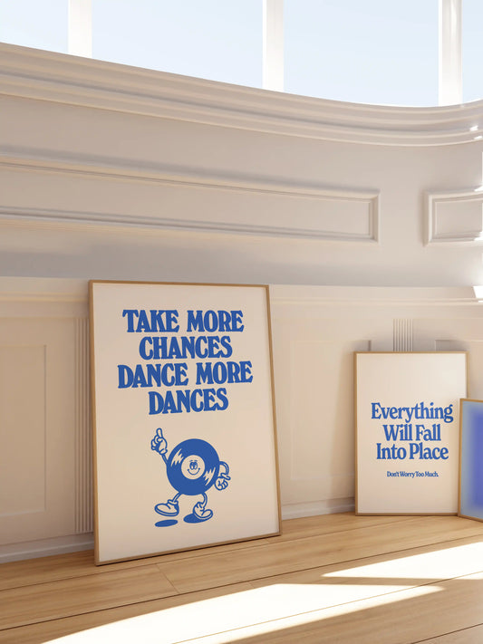 Take More Dances Retro Poster in Blau