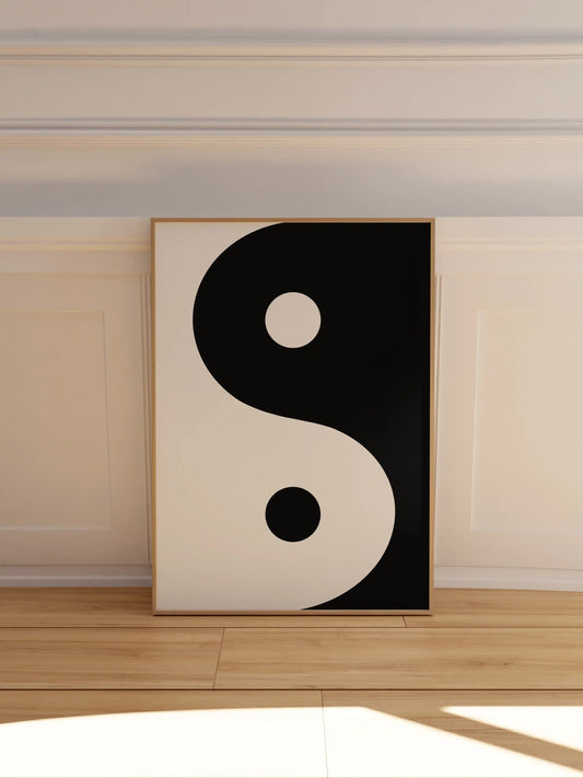 Ying Yang Poster in Schwarz-Weiß