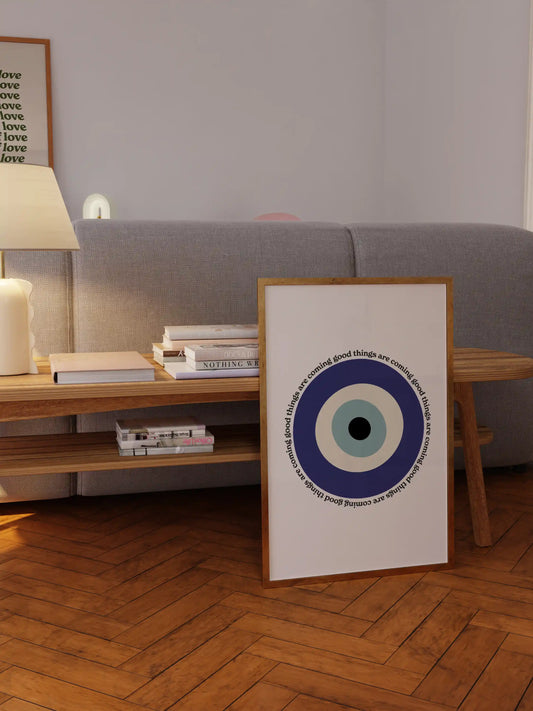 evil eye poster in blau