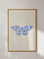Poster mit Schmetterling in Blau