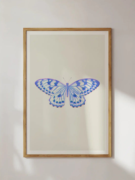 Poster mit Schmetterling in Blau