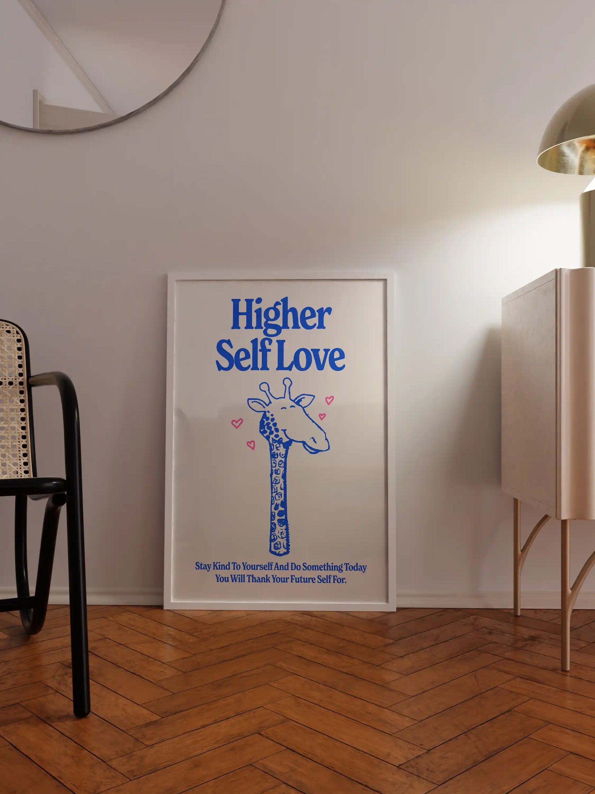 Self Love Poster, Kunstdruck Wohnzimmer, Wohnzimmer Poster, Schlafzimmer Poster in blau, Selbstliebe Poster, lustiges Poster