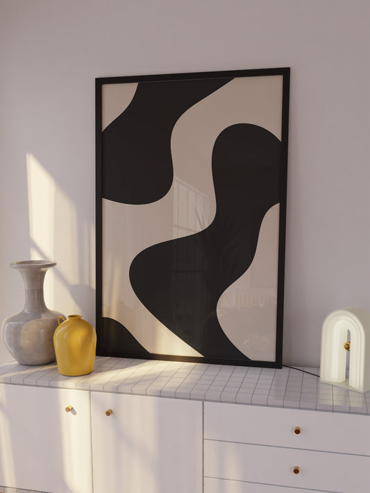 Abstraktes Poster in Schwarz-Beige