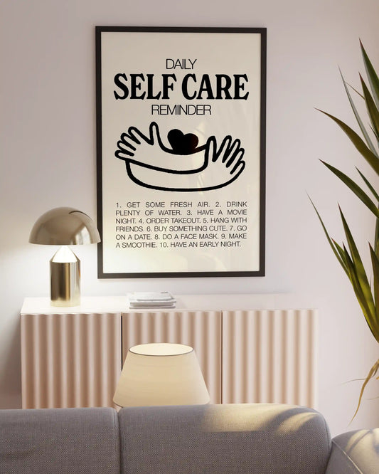 Daily Self Care Reminder Poster in beige