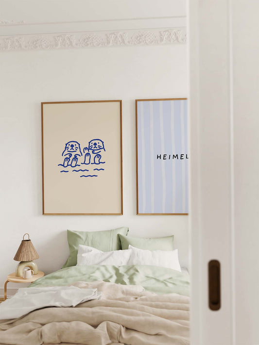 Otter Illustrationsposter in Blau