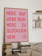 Herz auf Zitat Poster in Rosa-Rot