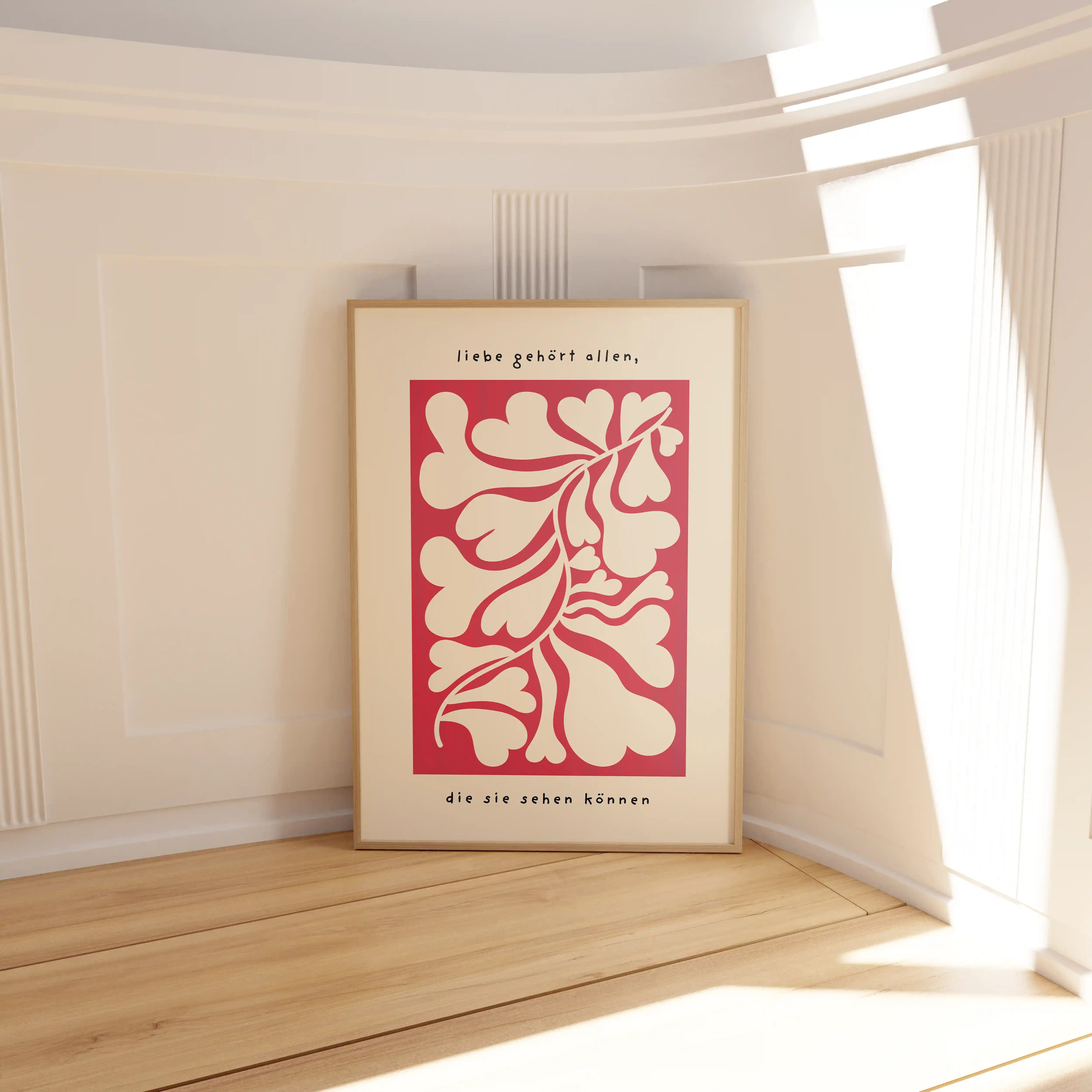 'Liebe gehört allen' Poster in Rot