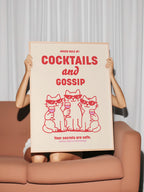 Cocktails and Gossip Poster in Rot