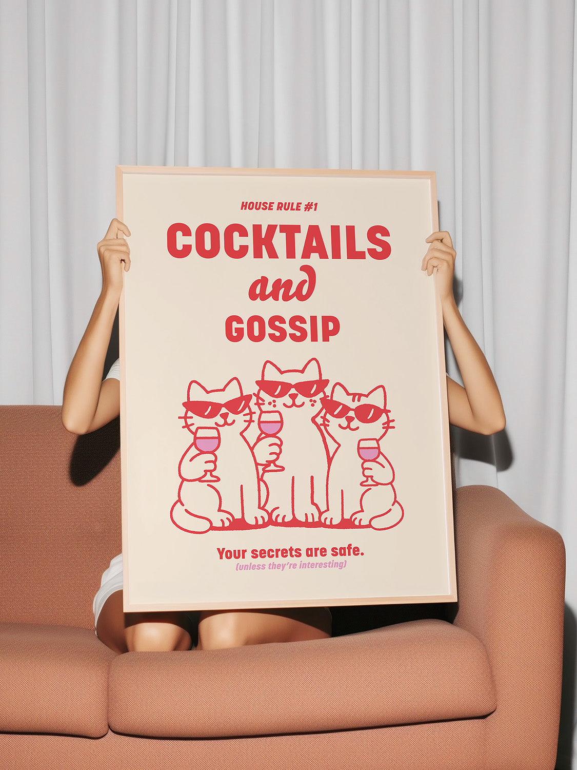 Cocktails and Gossip Poster in Rot