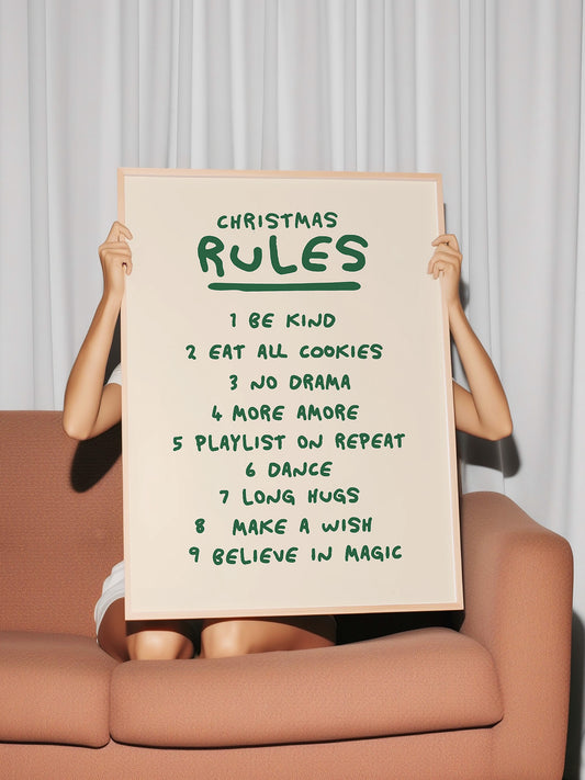 Christmas Rules Poster in Grün