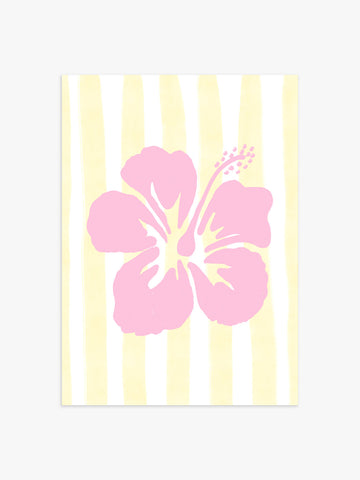 Hibiskus Illustrationsposter in Gelb-Gestreift