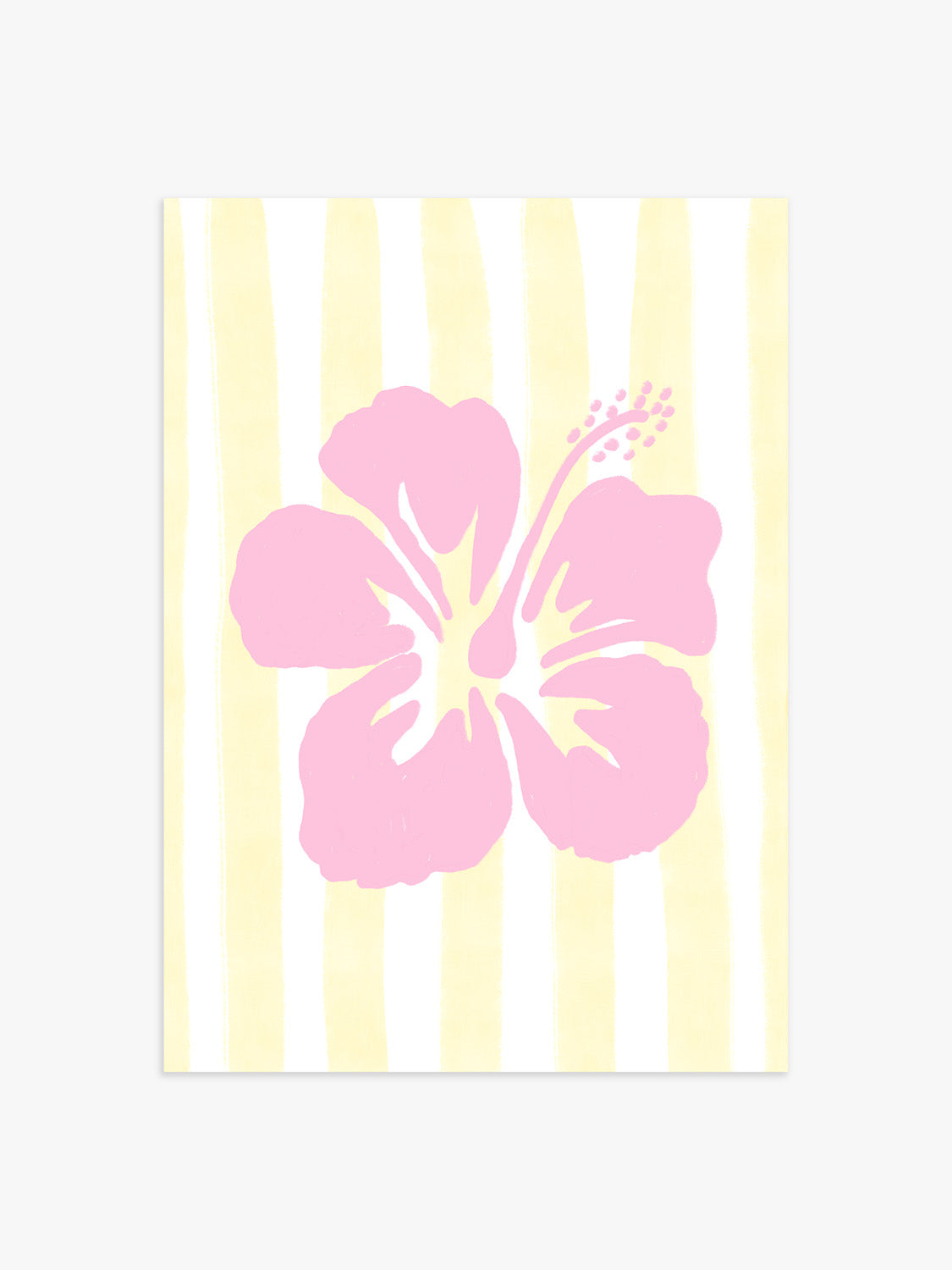 Hibiskus Illustrationsposter in Gelb-Gestreift
