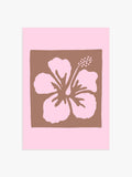 Hibiskus Illustrationsposter in Rosa & Braun
