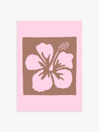 Hibiskus Illustrationsposter in Rosa & Braun