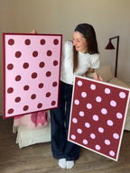 Polka Dot Poster in Rosa & Bordeaux