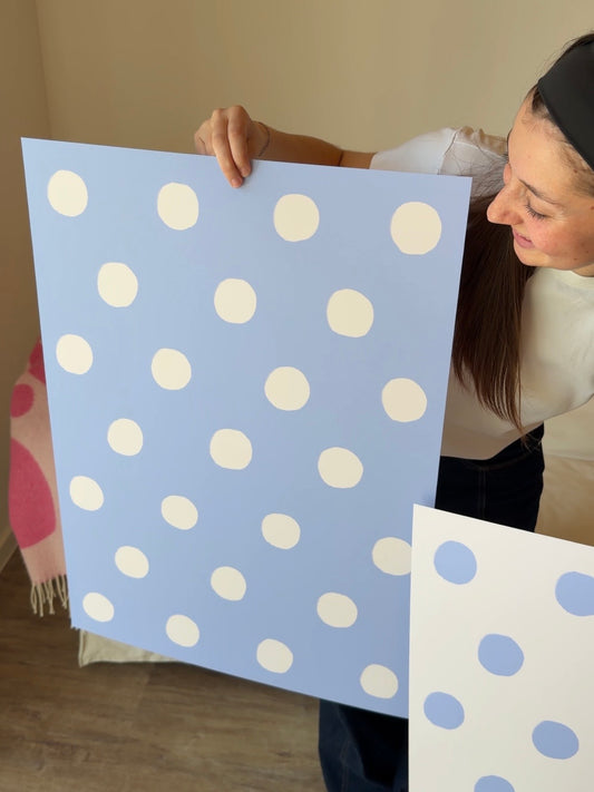 Polka Dot Poster in Hellblau & Creme