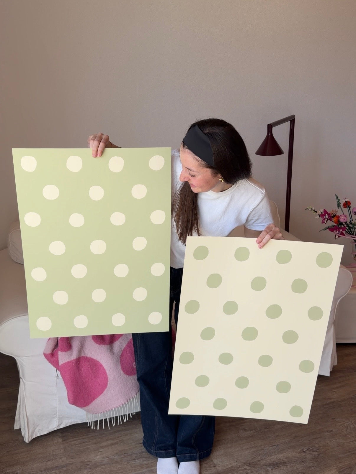 Polka Dot Poster in Gelb & Grün