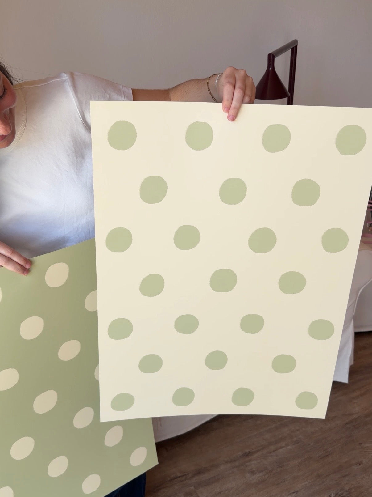 Polka Dot Poster in Gelb & Grün