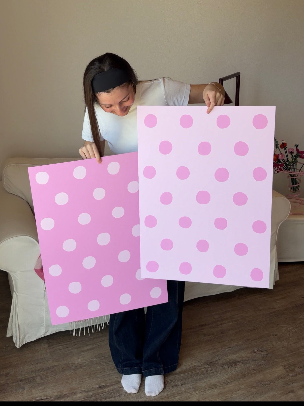 Polka Dot Poster in Rosa & Pink