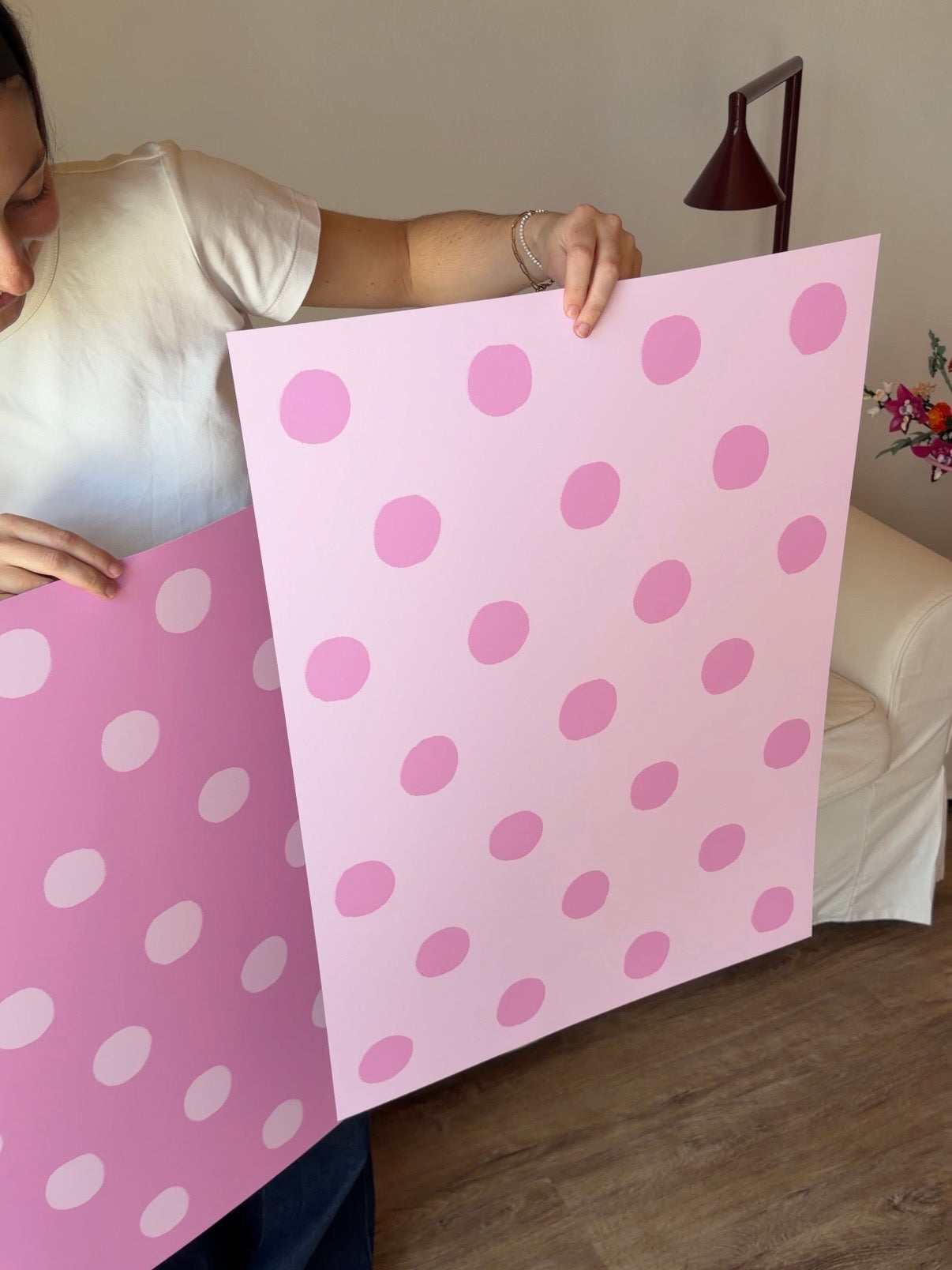 Polka Dot Poster in Rosa & Pink