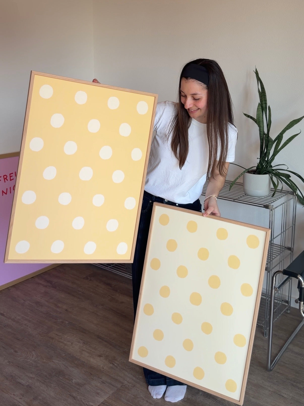 Polka Dot Poster in Gelb & Buttergelb