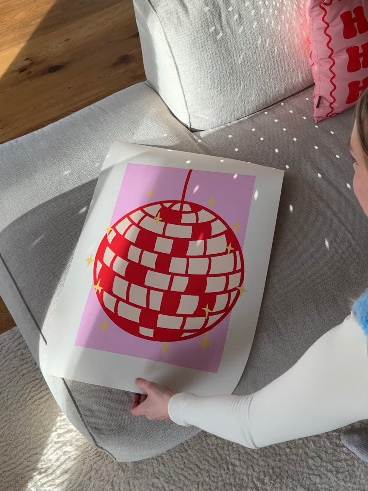 Discokugel Poster in Rosa & Rot