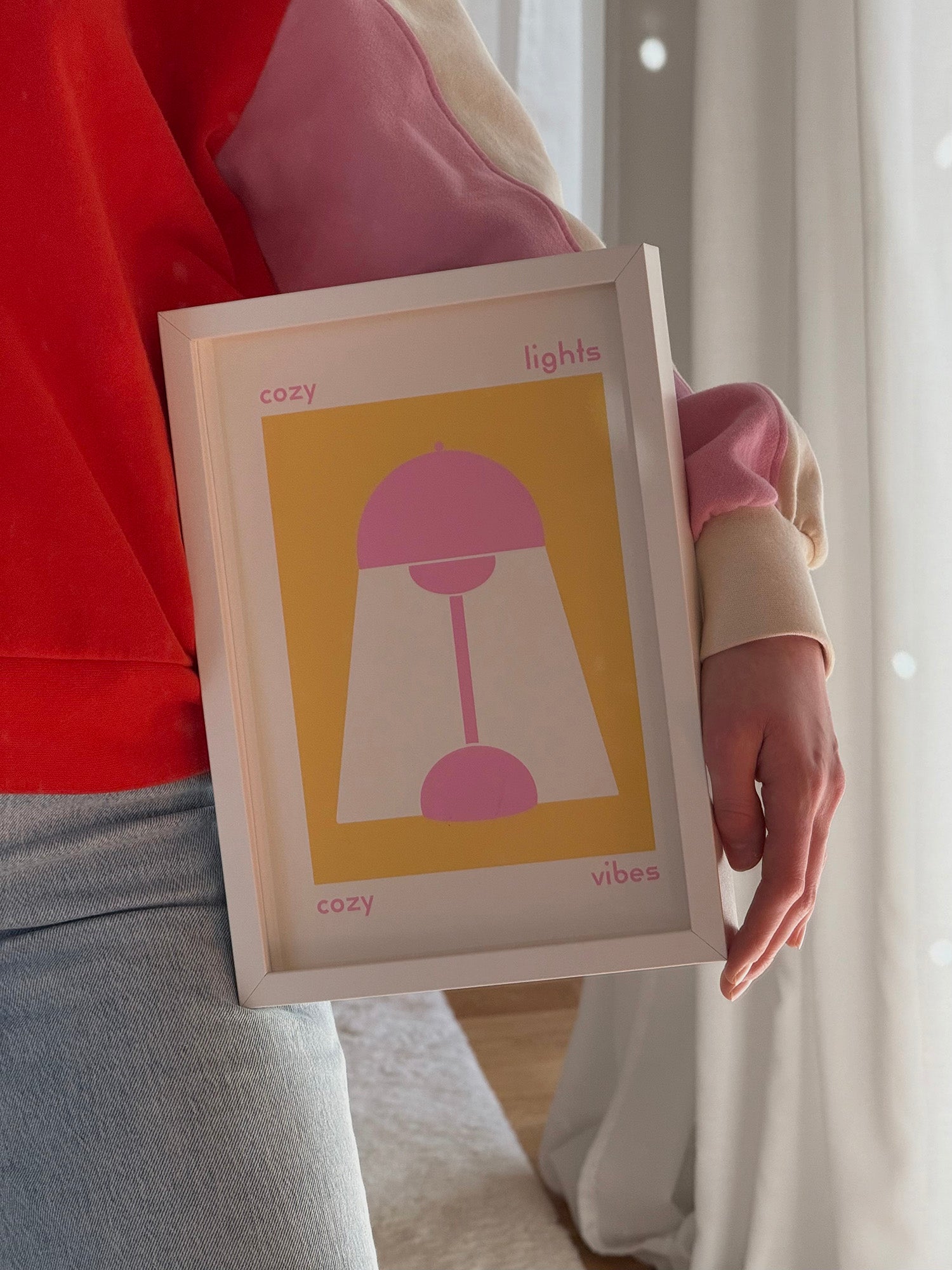 Cozy Lights Poster in Gelb & Rosa