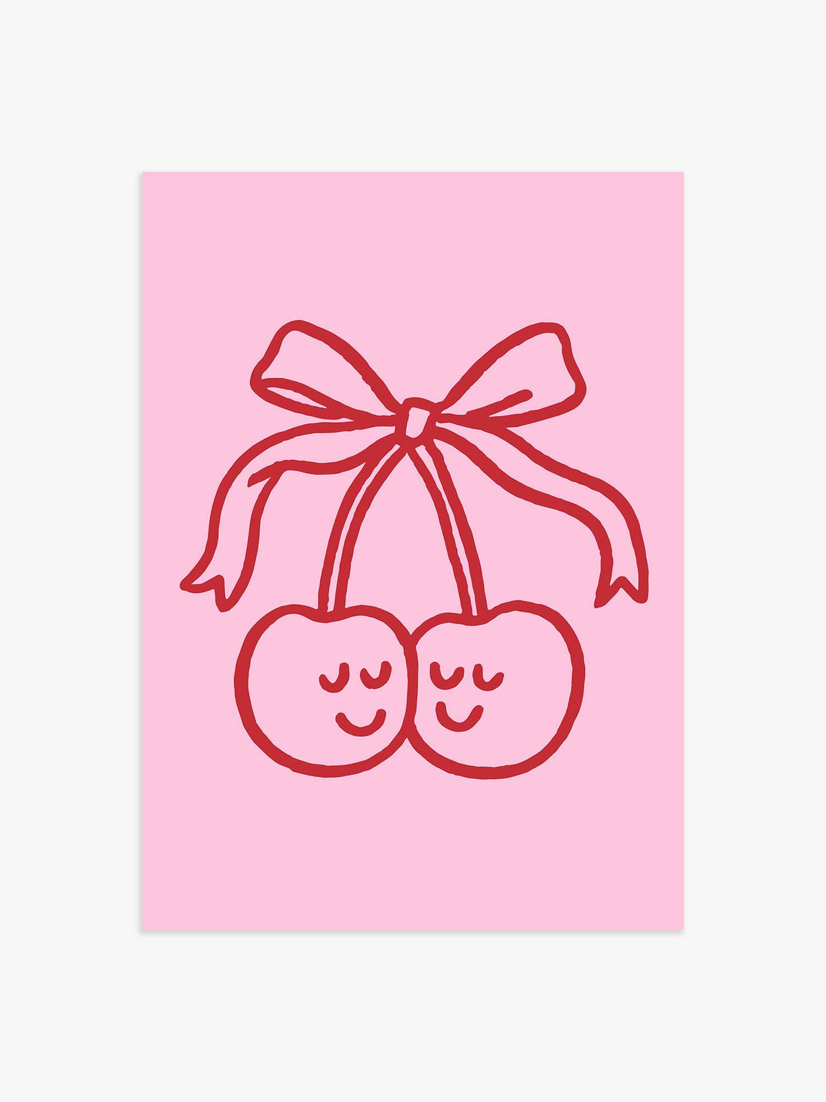 Kirschen Illustrationsposter in Rosa-Rot - 60x90 cm
