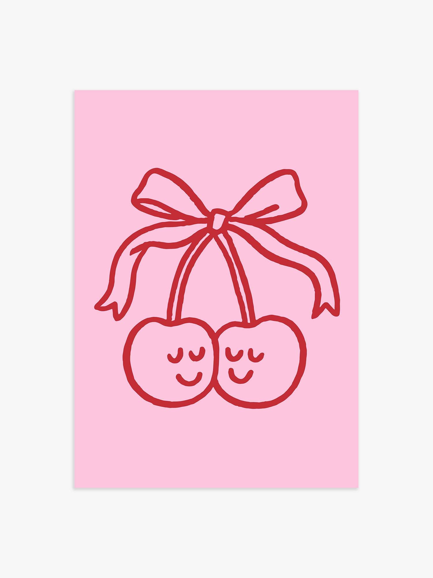 Kirschen Illustrationsposter in Rosa-Rot