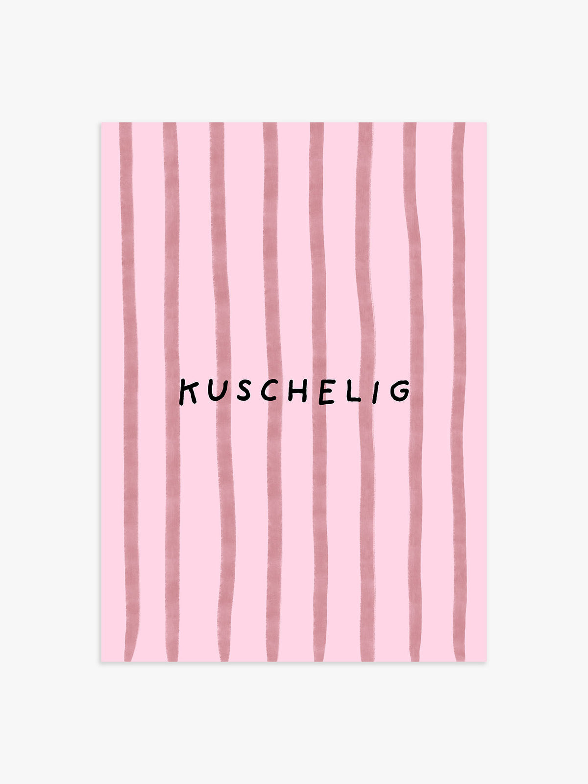 Kuschelig Streifenposter in Rosa-Rot - 13x18 cm