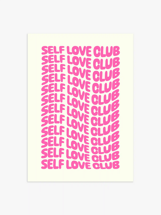 Self Love Club Poster, Self Love Poster Pink, Pinkes Poster, Self love club Wandkunst, Poster Wohnzimmer Pink, Schlafzimmer Poster pink self love club, positive Affirmationen Poster, Zitat Poster pink