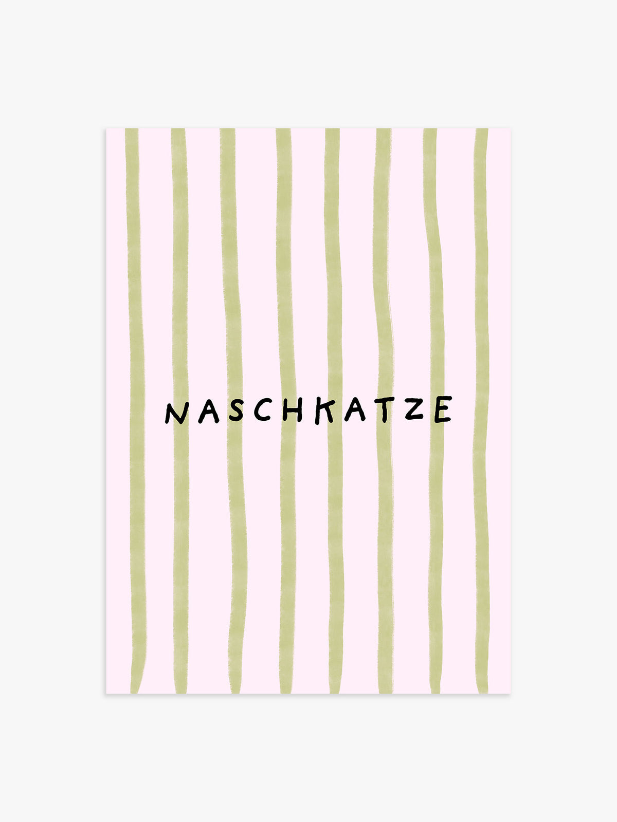 Naschkatze Streifenposter in Rosa-Grün - 60x90 cm