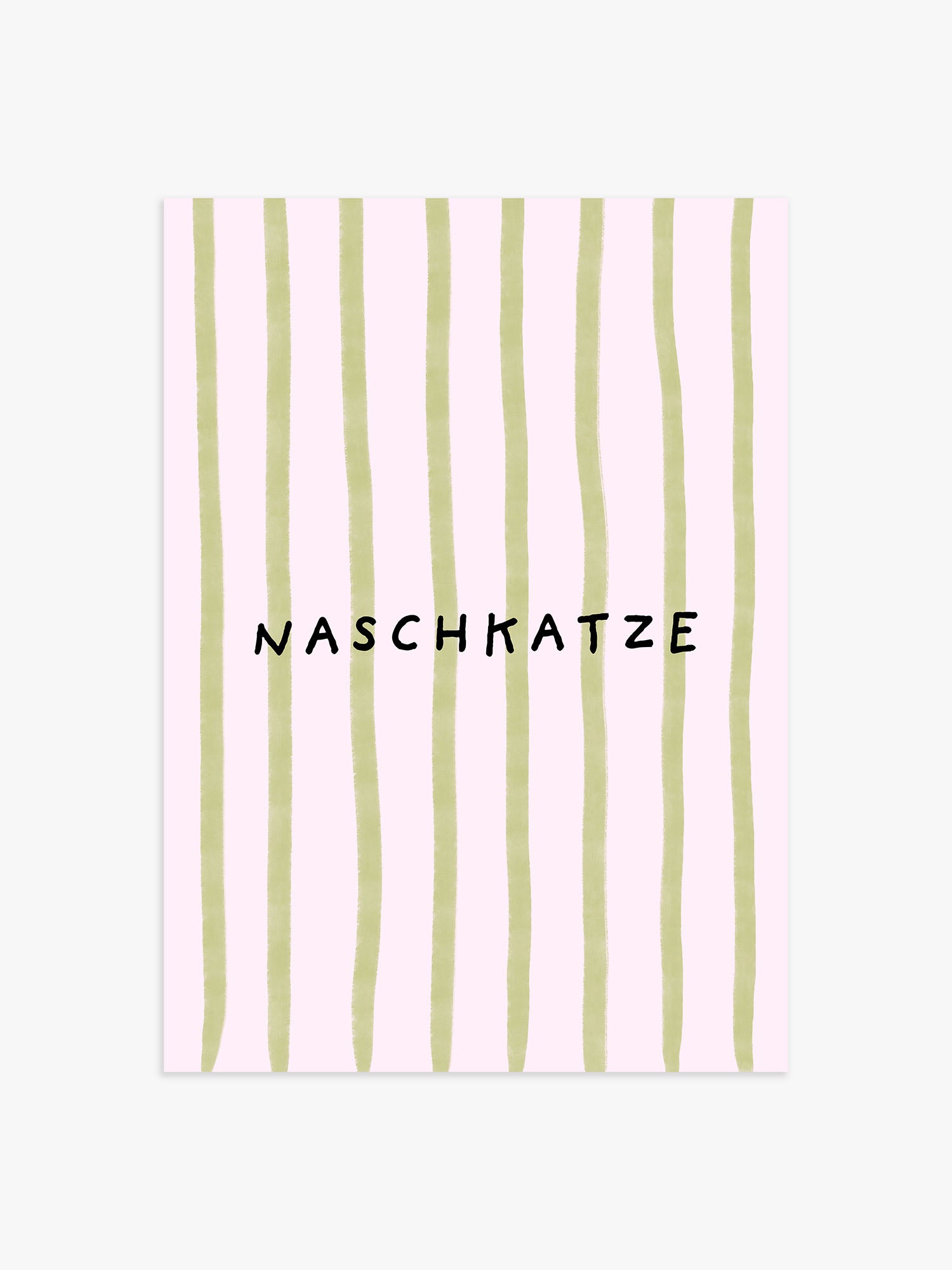 Naschkatze Streifenposter in Rosa-Grün