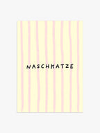 Naschkatze Streifenposter in Gelb-Rosa