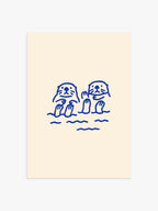 Otter Illustrationsposter in Blau